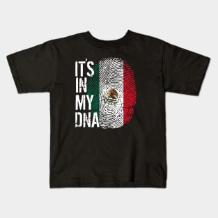 Mexico Flag Fingerprint My Story DNA Mexican Kids T-Shirt